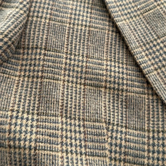 CRICKETEER Vintage Wool Camel Hair Houndstooth Plaid Blazer Sport Coat 46L - Picture 14 of 16